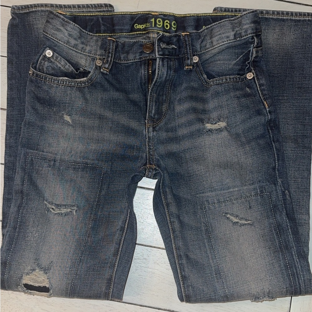 GAP KIDS | Y2K Boys Denim Jeans Plaid Button Down Polo Rugby Top Bundle SZ 12/14 - Picture 3 of 6